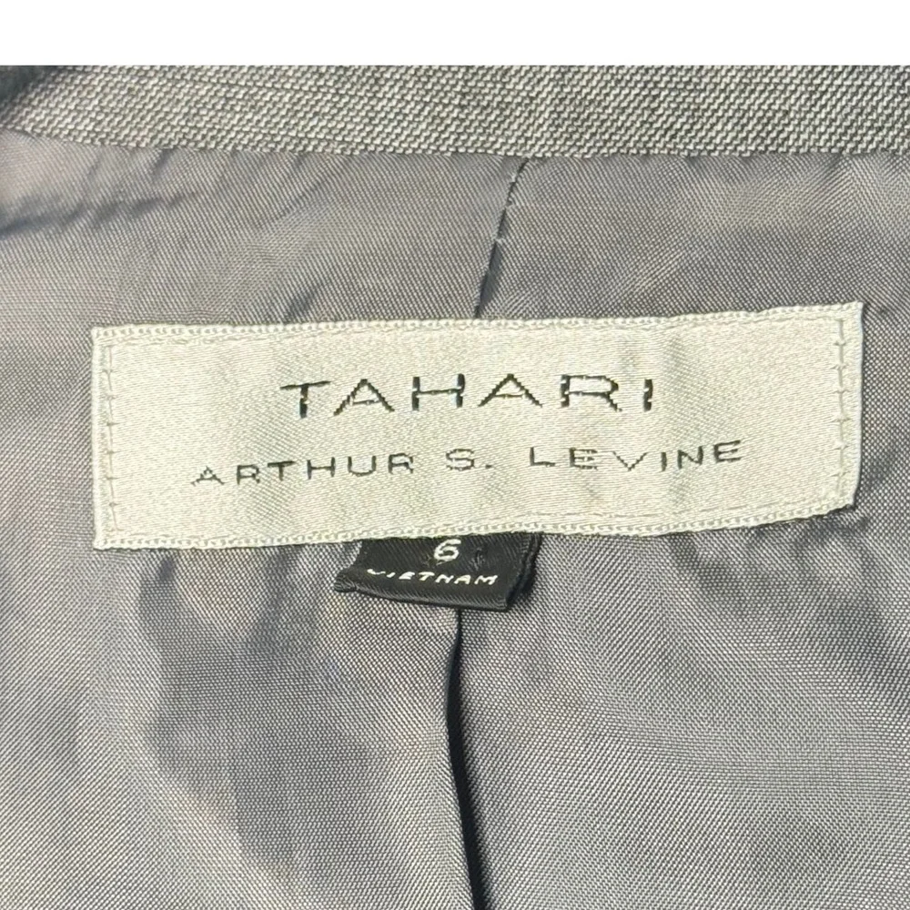 Tahari Arthur S. Levine‎ Womens Grey 2 Button Blazer Jacket Size 6 Professional